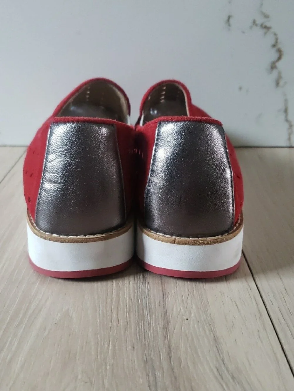 Johnston & Murphy Red Suede Perforated Slip-On Loafers‎
